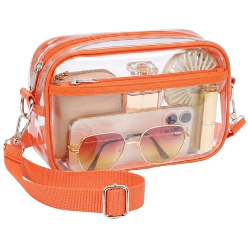 Image of PACKISM Clear Bag for Stadium Events - Small Clear Purse Crossbody Bag | Adjustable Wide Strap, 2 Easy Access Pockets, Thick 0.5mm PVC, for Sports Game Day Concerts Festival, Women Clear Stadium Bag