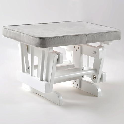 Schaukelstuhl mit Hocker - Verstellbare Rückenlehne, Stillsessel und Fernsehsessel, Stillstuhl Funktion, Ideal für Jedes Wohnzimmer, Naturholz Sessel Grau Weiß, Lesesessel mit Liegefunktion (Grau) – Bild 7