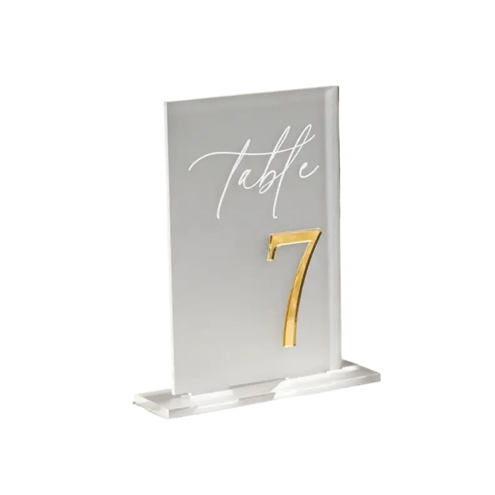 Tischnummer Halter White Acrylic Table Numbers Wedding Decor Signage Gold Tabletop Party Tischkartenhalter(Gold on frosted,No.1-20)