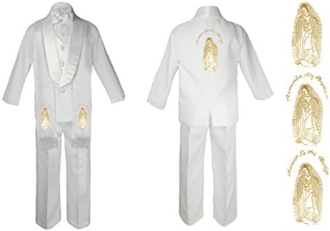 Baby Boy Christening Baptism Church White Suit Mary Maria On Stole & Back Sm-7