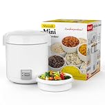 Rice Cooker Small 1-1.5 Cups Uncooked(3 Cups Cooked), Compact Cooker with Bento Box, Removable Nonstick Pot, One Touch&Keep Warm Function, Portable Rice Cooker for Soup Grain Oatmeal Veggie (0.3L-Gray-with Bento Box)