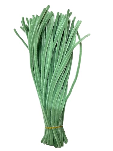 Image of 100Pc Pipe Cleaners Craft Set | Chenille Stem Fuzzy Sticks DIY Craft Supplies for Art Projects Activities, Decorations, Flower Making, Modeling & Sculpting (Pista Green)
