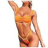 Gsheocm Amerikanische Unterhemden Herren Set brasilianischer Badeanzug Bandeau Bademode Liegestütze Bikini Bademode Verband Frauen Badebekleidung Tankini 's Set Uhr Wasserdicht Retro