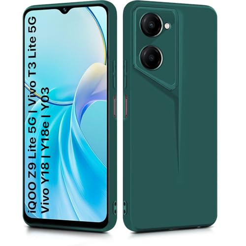 Image of WOW IMAGINE Slim Back Cover for iQOO Z9 Lite | Vivo T3 Lite 5G | Y18t | Y18 | Y18e | Y03 | Y28s | Blade Series Ultra Thin Case | Camera Protection | Soft Matte Silicone Flexible Mobile Case - Green