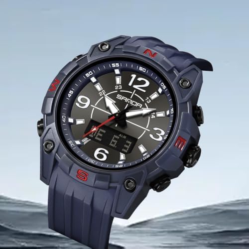 FANMIS Men's Analog Digital Sports Watch, 5ATM Water Resistant, Large Face - 2