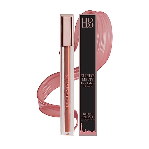 Image of Bergamot Beaute Matte Liquid Lipstick Suede Melts Non Transfer, Waterproof, Kiss Proof Long Lasting Upto 8 + Hours For Women 2.1ml (Blush Crush)
