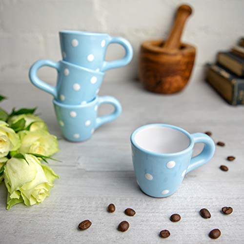 City to Cottage® Cerámica en Azul Celeste y Blanco | Diseño de Lunares | Hecha y Pintada a Mano | Cerámica Esmaltada 2oz… - Imagen 6
