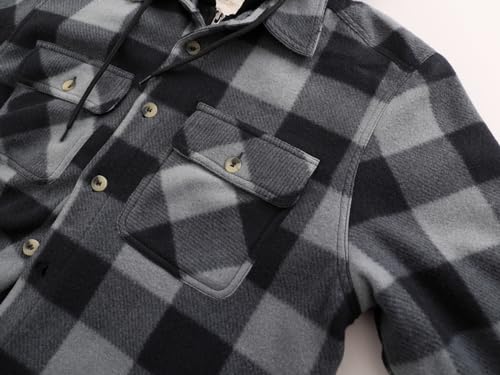 Image of Yasumond Mens Hoodies Fleece Jacket Plaid Flannel Heavy Sherpa Lined Hooded Zip Up Warm Winter Coats Big Tall