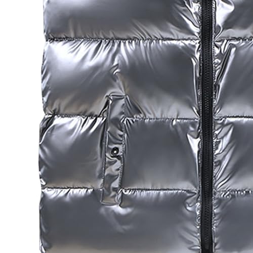 JEsilunmaMY Men's Shiny Winter Hooded Puffer Vest Sleeveless Thicken Warm Cotton Cargo Vest Fashion Padded Down Vest Jacket3