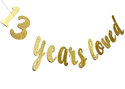 13 Years Loved Banner - Happy 13Th Birthday/Wedding Anniversary Party Decorations-Gold #TOP2