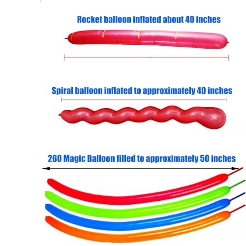 Boopati 260 Long Magic Balloons - Latex Twisting Balloons, Rocket, Spiral, Children's Birthday Party Pack of 150, Large Assortment
