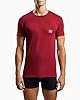 Man's Shiny Logoband Crew Neck T-Shirt RED XL Slim FIT #2