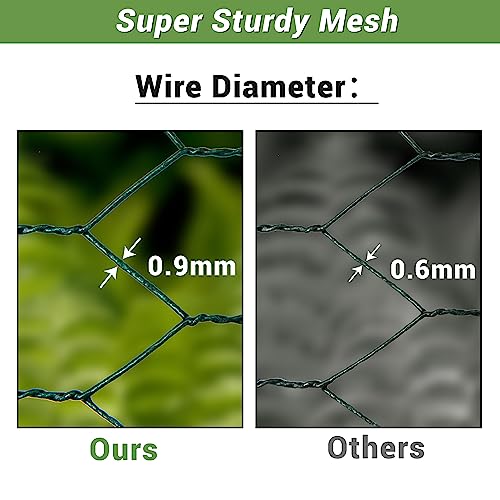 Galvanized Hexagonal Chicken Wire Mesh, Outdoor Anti-Rust Poultry Netting (4 x 100 ft, PVC Coated)