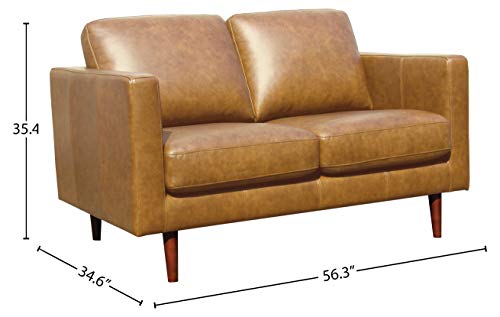 Amazon Brand - Rivet Revolve Modern Loveseat Sofa, 56"W, Caramel Leather #TOP2