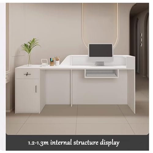 Bureau de réception blanc de 120 cm avec étagères sécurisées pour commerce - 7