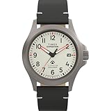 Timex Reloj Expedition Field Post de 38 mm para hombre, correa negra, esfera gris, caja de titanio