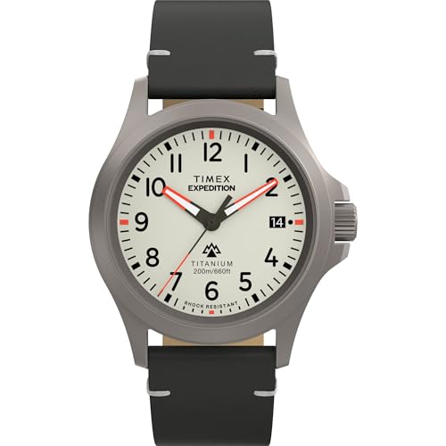 Montre pour homme Timex Expedition Field Post boîtier titane 38 mm bracelet noir cadran gris