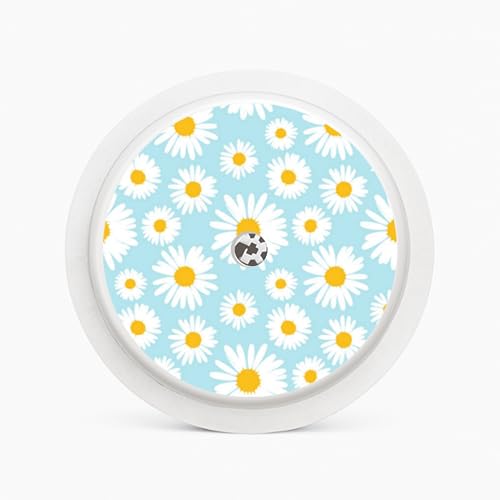 Image of Libre Sensor 1 & 2 Sensor Stickers - Diabetic Sensor Vinyl Stickers for Freestyle Libre - Glucose Monitor Sticker Sensor Cover - Blue Daisy