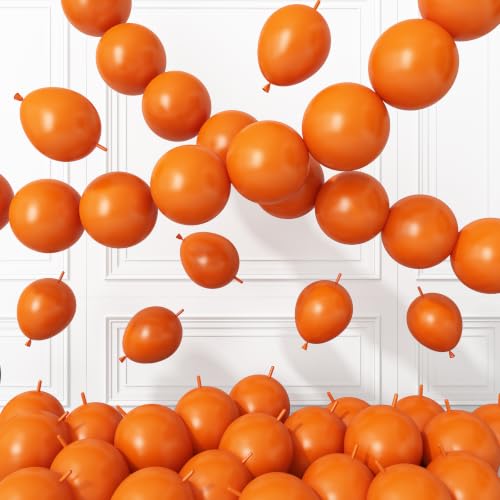 Image of Orange Link Balloons,120Pcs 6Inch Orange Latex Linking Balloons for Birthday Baby Shower Halloween Thanksgiving Graduation Party Decorations