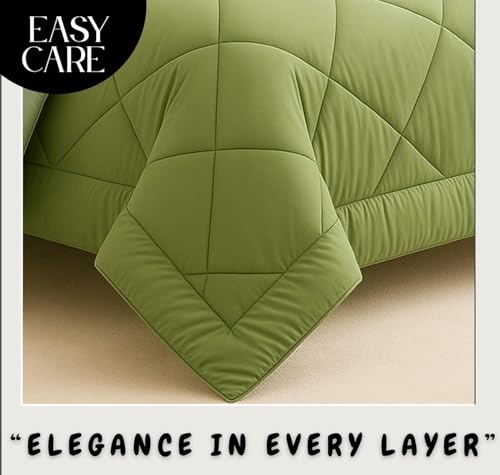 Image of VAS COLLECTIONS Double Size Reversible Comforter 320 GSM (90 x 100 Inches), Soft Microfiber AC Quilt, Thick & Warm All Season Blanket - (Green)