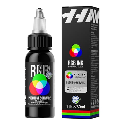 HAWINK Tattoo Farbe Black Professionel 1oz (30ml) Premium Schwarz RGB Tattoo Zubehör Tinten für Perfekte Abdeckung Blackout Cover-ups TI205DE-30-003