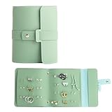 Fumwase Earring Organizer Book Design Earring Holder Travel Capable to Hold 42 Pairs Jewelry Holder for Girls Gift Earring Storage Case Organizer Roll Foldable Jewelry Box (Green)