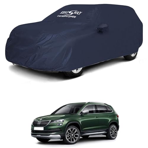 Image of KINGSWAY Accessories Waterproof Car Cover Only Compatible with Skoda Karoq Year 2020 to 2021, Mirror Pockets, Bird Poop, All Weather, Scratch and UV Protection Car Body Cover, Grey
