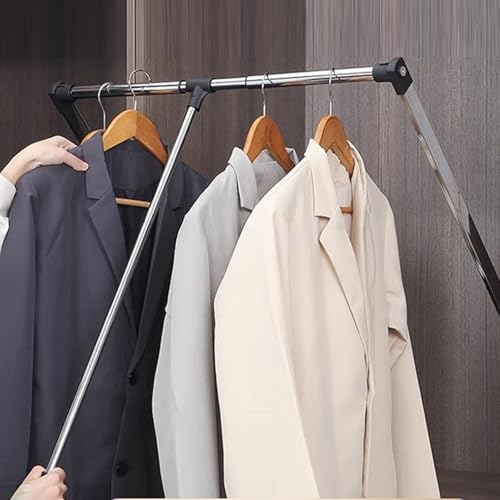 Tringle de penderie rétractable pour cintres de garde-robe avec rail de levage réglable