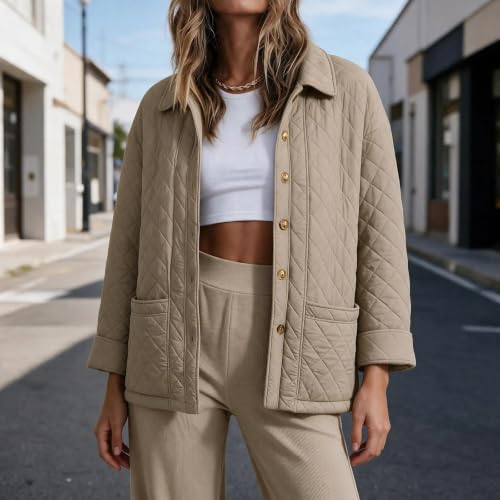 fartey Plus Size Quilted Jacket Button Down Jacket Casual Loose Winter Coat - image 5