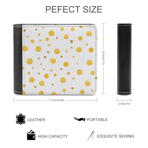 Gold Polka Dots Bifold Wallet PU Leather Card Cash Holder Cute Purse for Men Women2