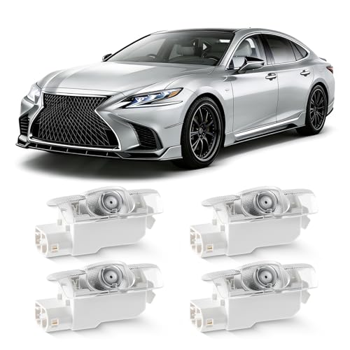 4Pcs Never Fade Car Door Lights Logo Projector Compatible with LS/ES/is/LX/RX/GS/GX/RC/UX 3D LED Car Door Welcome Puddle Lights 4K HD Ghost Shadow Lamp(White)