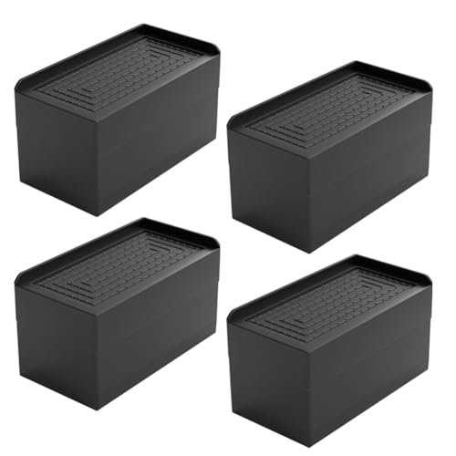 Yontree 4 rialzi per mobili, rialzi per Letto, rettangolari, 7,5 cm, Regolabili in Altezza per Tavolo, Sedia, Divano, Lavatrice, armadietto, 11,5 x 6 x 7,5 cm (Nero)