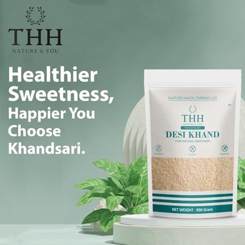 Image of THH Desi Khand Khandsari Raw Sugar - 1.8Kg (900gm - Pack Of 2) | Natural, Unrefined and Raw Sugarcane Khandsari Sugar For Healthy Eating | Chemical & Sulphur Free | Enriched with Essentials Nutrients