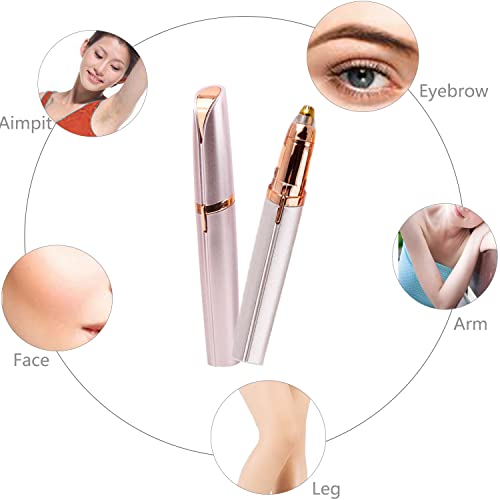 LiXiongBao USB Rechargeable Portable Electric Eyebrow Trimmer Pen for Women, Painless Precision Hair Remover, Safe Shaver Razor Tool for Face, Leg, Lip, Armpit, Hand (Rose Gold)