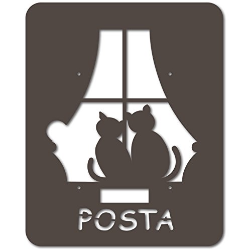Alubox 08MIAPLGATTIGH Frontale Intercambiabile per Cassetta Postale MIA con Disegno Gattini alla Finestra, Ghisa