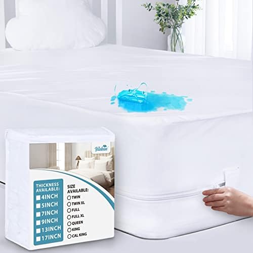 Zippered Twin Mattress Protector Waterproof (4/5/7/9/13/17Inches), Mattress Cover Fits for Amazon Basics & ZINUS Box Spring Mattress, 6 Sides Wrapping Zippered Mattress Encasement