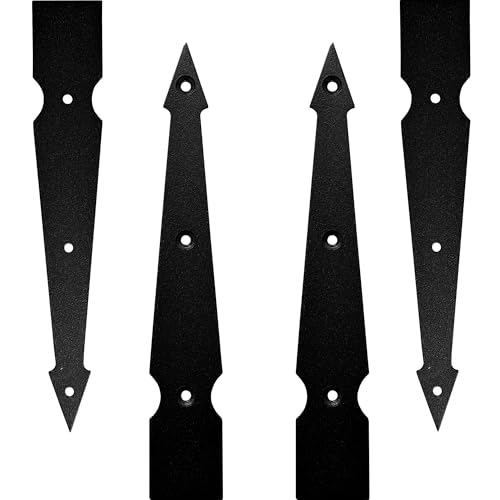 Barn Sliding Door Decorative Corner Bracket 8 in Gate Hinge Garage Door Strap Hinges Matte Black Rustic I Bracket Hardware Decorator for Shutters Farmhouse Gardengate Box Fence ﻿
