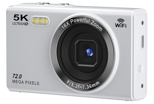 YULINJIA �f�W�^���J���� 5K �f�W�J�� �X�}�z�ɑ���� WIFI�]���@�\ 7200����f 64GB�}�C�N��SD�J�[�h�t�� �I�[�g�t�H�[�J�X�@�\ 16�{�f�W�^���Y�[�� LED���C�g �E�F�u�J���� 2.8�C���`�f�C�X�v���C �o�b�e���[2���t�� �q����