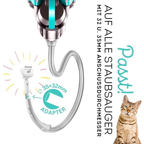 SAFE 'N CLEAN Tierhaarbürste Staubsauger Aufsatz Hundebürste Katzenbürste Fellpflege Set 3-in-1 kompatibel mit Dyson Miele Siemens Rowenta AEG Kärcher inkl. Adapter für alle Staubsauger Ø 32mm 35mm