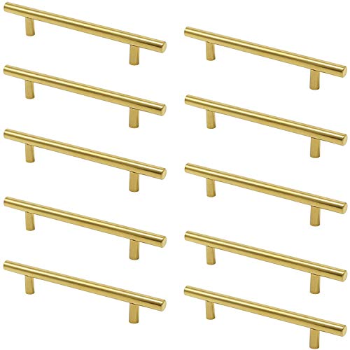 Tirador de mueble de latón, 10 barras de puerta en T para muebles de cocina (distancia de agujero 160 mm) Cover