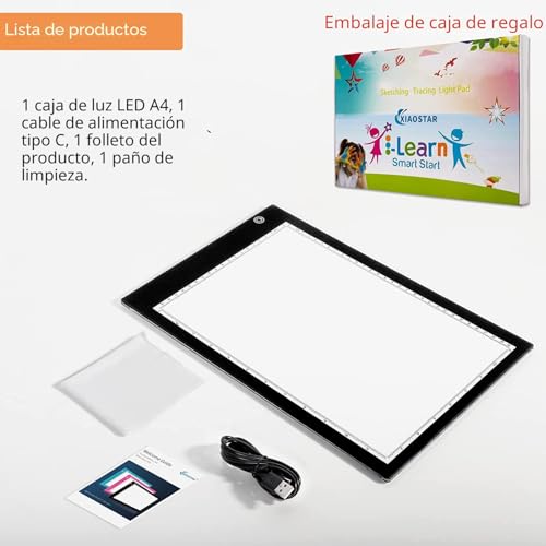 Miniatura 5 de Xiaostar Mesa De Luz De Dibujo Led A4 Tableta De Luz Led A4 Tablero De Pintura De Ultrafino,Cable Usb Con Brillo Ajustable Para,Animación,Dibujo,Diseño,Bosquejo,Bordado Sin Bolígrafo