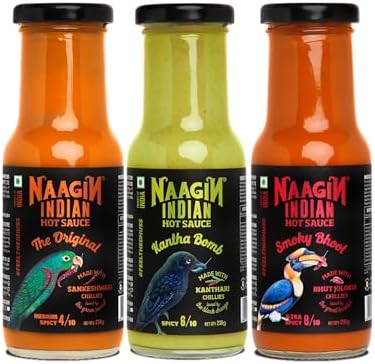 NAAGIN Indian Hot Sauce Combo (Original x 1, Kantha x 1, Bhoot x 1) Pack of 3 (230g X 3 = 690g)