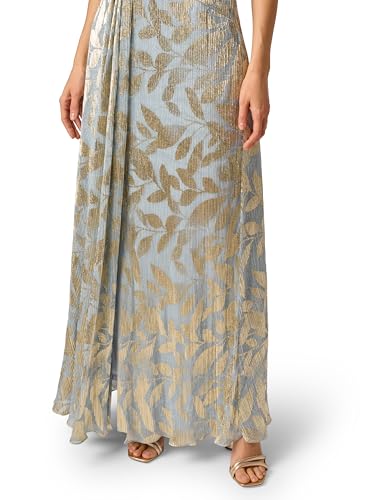 Image of Adrianna Papell Foil Leaf Draped Gown