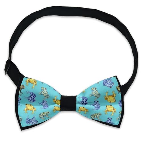 WUXEKZO Mens Boys Fashion Colorful Tropical Frogs Pre-Tied Bow Tie, Adjustable Neck Band Creative Bow Ties for Party, Banquet, Graduation