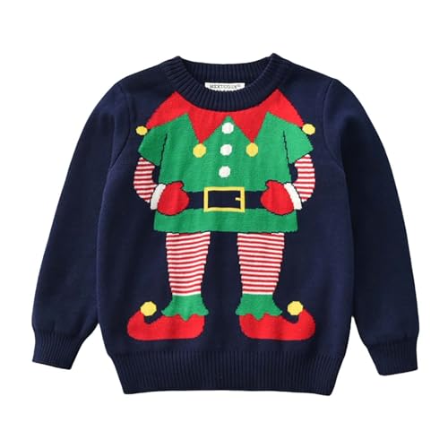 Pull de Noël pour filles et enfants en coton doux avec motif renne festive