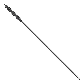 Drill Bit for Wire Pulling,1/2 in. x 18 in. Long Drill Bits for Wood,Auger Head Installer Drill Bit, Fish Bit for Pulling Wires in Walls | Auger Head Installer Drill Bit,black steel shaft, auger head, fish-eye hole and 3-flat shank for pulling wires in walls