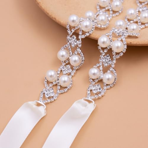 Bridal Belt Pearl Crystal Wedding Belt Sash,Handmade Rhinestone Pearl Belt for Wedding Dress Bridesmaid Flower Gril4