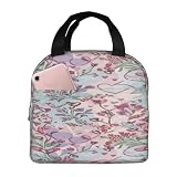 Insulated Lunch Bag Reusable Lunch Box Light Pink Base...