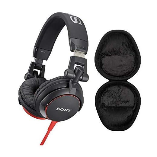 Sony MDRV55 Red Extra Bass & DJ Headphones with Knox Gear Hard Shell Headphone Case Bundle (2 Items)
