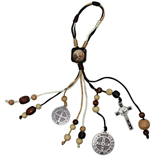 Saint Benedict Home Blessing Ornament | Fits on Your Door Handle | Decorative Wooden Beads, St. Benedict Medals, and a Crucifix | Great Catholic Gift for Confirmation, Ordination, and Housewarming